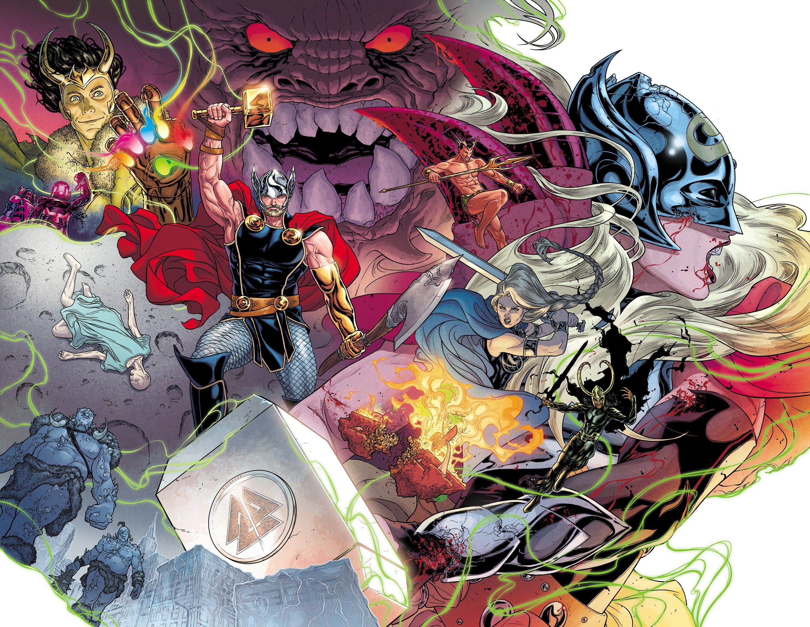 Thor 700 spread Mangog Valkyrie Jane Foster Namor