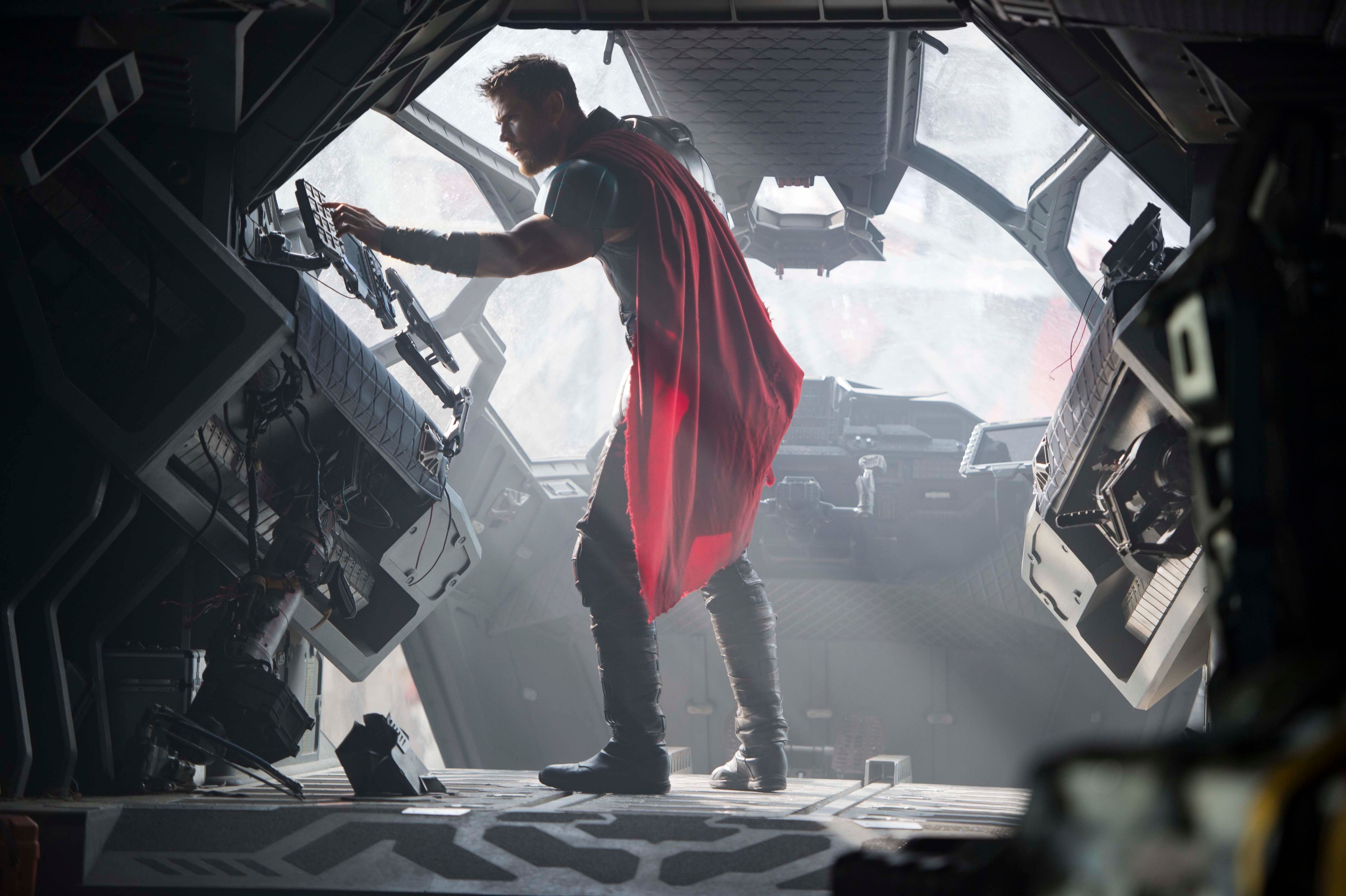 Thor Trying to Access the Quinjet in Thor Ragnarok