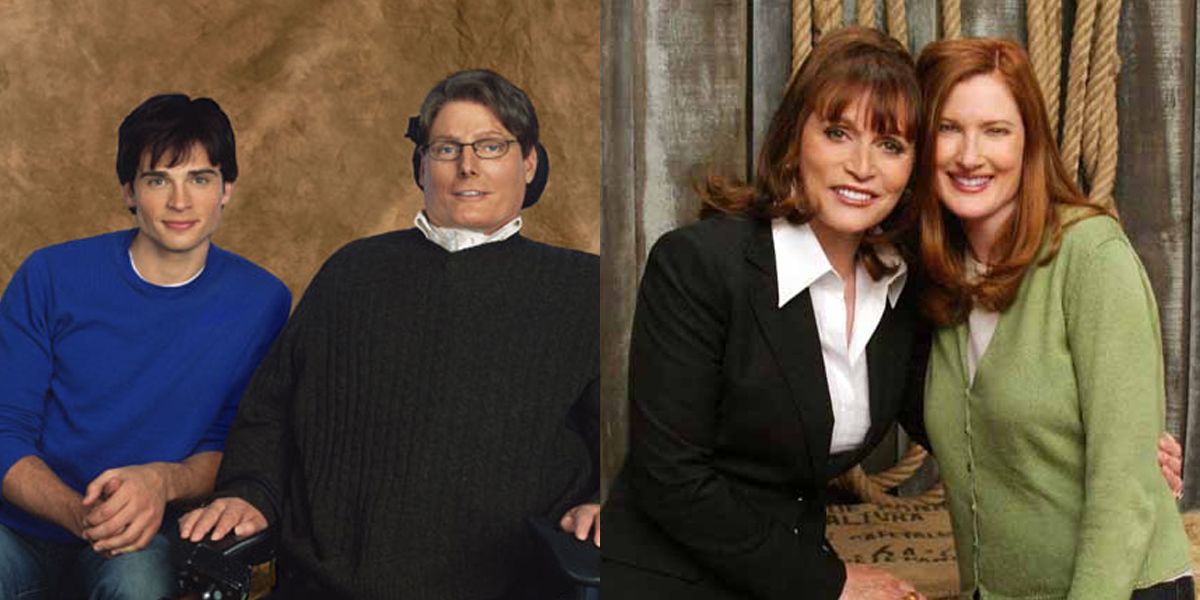 Tom Welling Christopher Reeve Margot Kidder and Annette O'Toole in Smallville