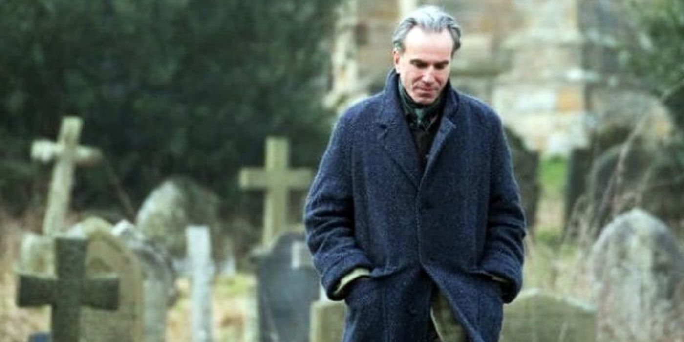Daniel Day Lewis walking among graves in Phantom Thread
