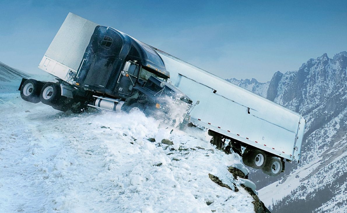 Ice Road Truckers - truck going off cliff