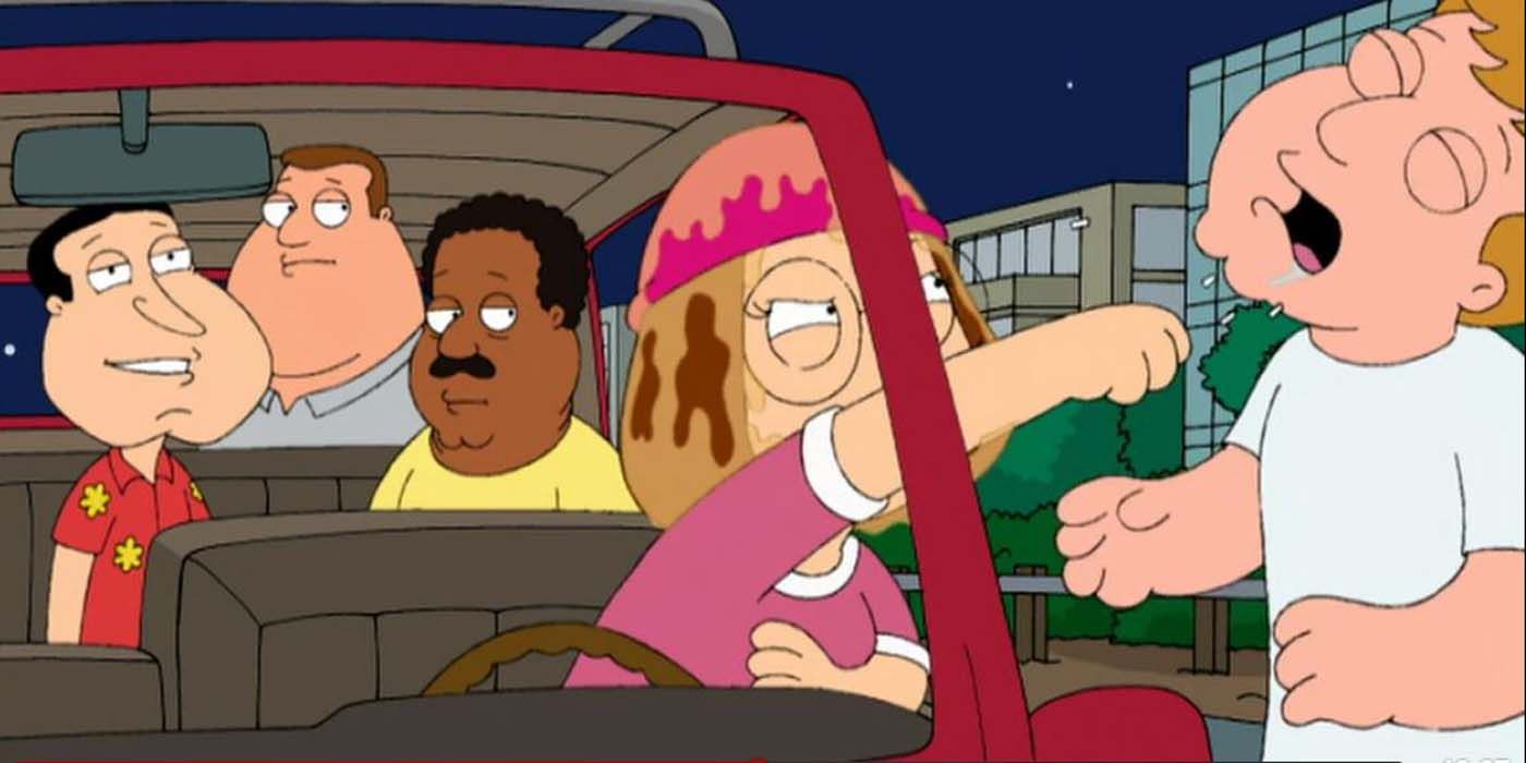 Meg punches someone while driving in Family Guy