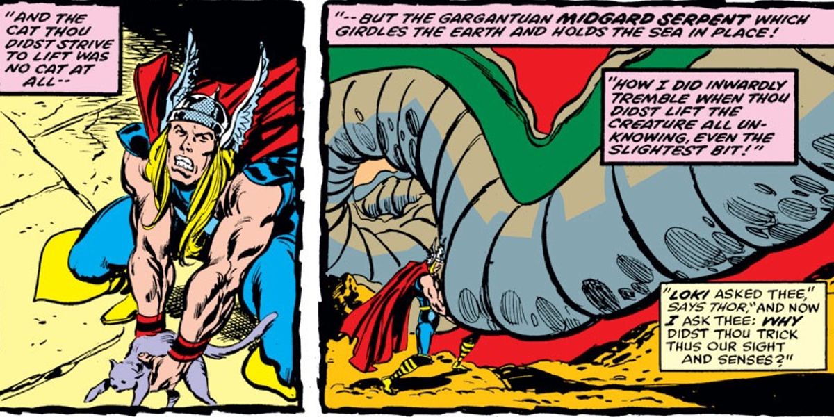 One of Thor's greatest feats- lifting the gargantuan Midgard Serpent