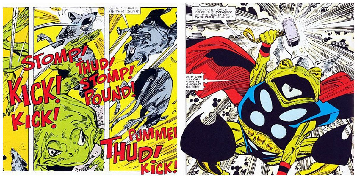 Loki turns Thor into Throg in Marvel Comics.