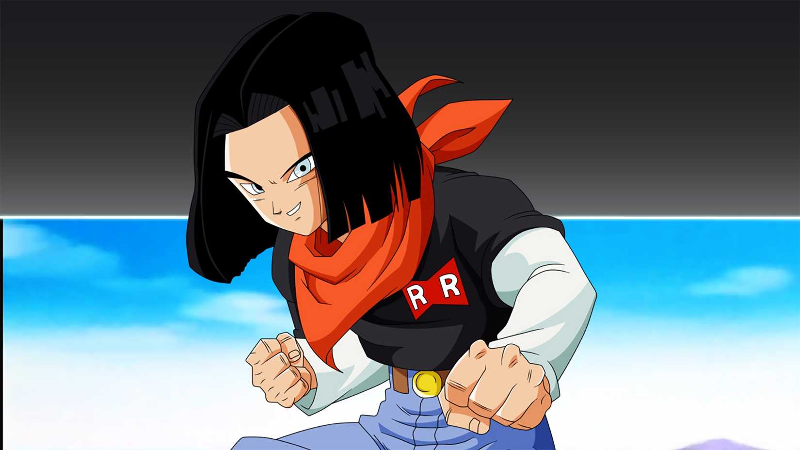 Android 17 dalam sikap bertarung