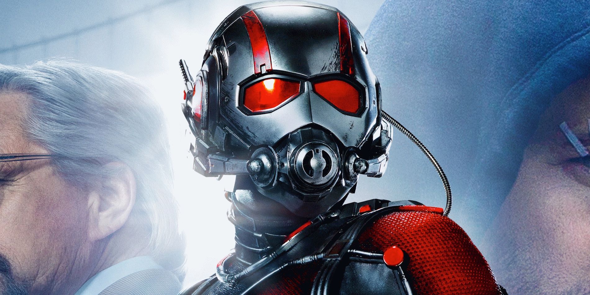 The Ant-Man costume appears on a promotional poster for the movie