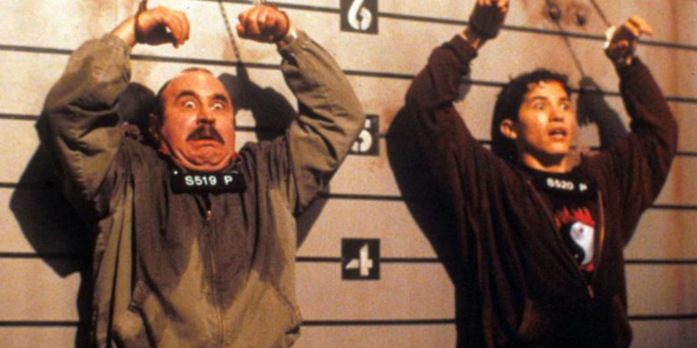 Bob Hoskins and John Leguizamo chained up in Super Mario Bros. movie