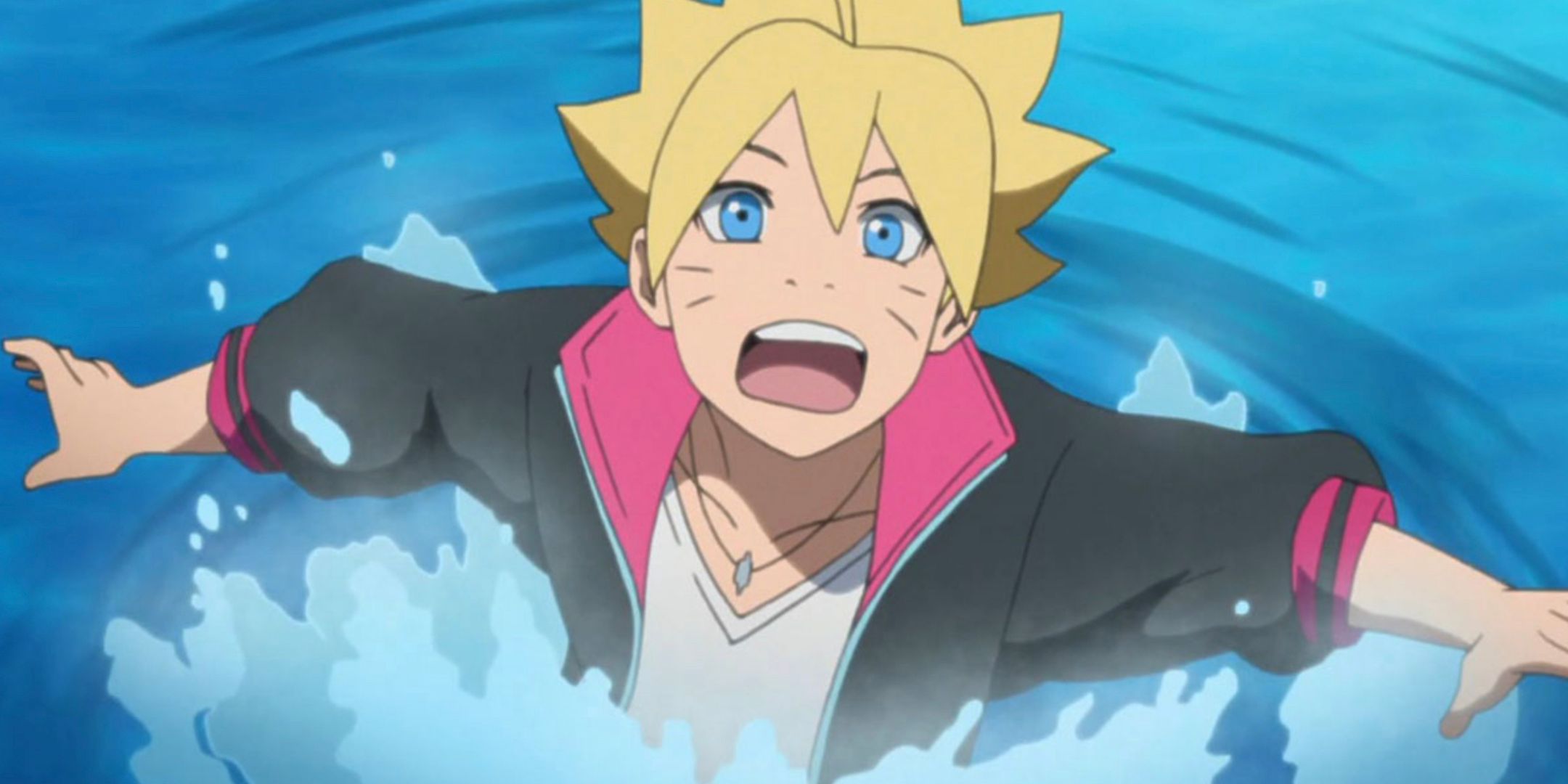 Boruto emerges from the water in the Boruto anime