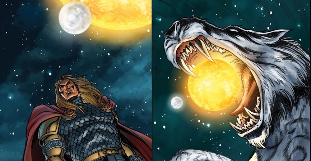 Fenris Wolf eats the sun in Thor v2-85