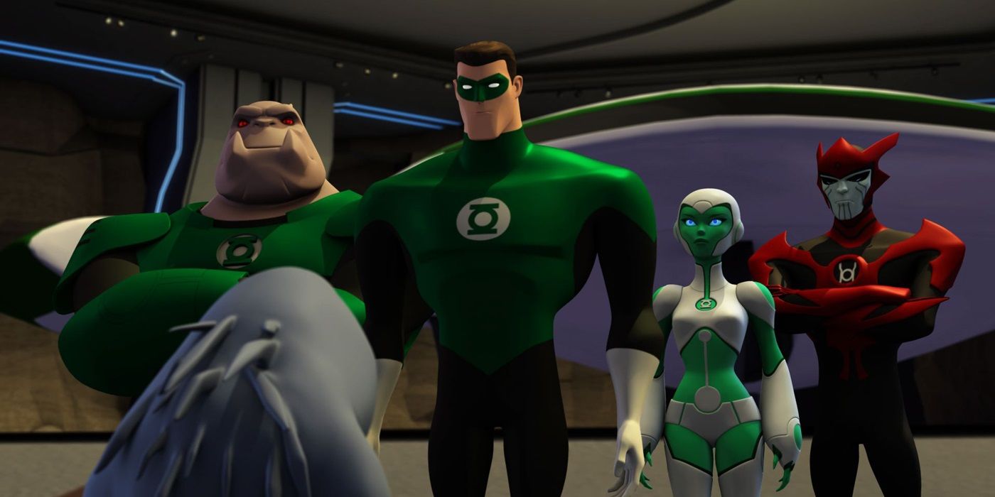Hal Jordan, Kilowog Razur, and Aya in Green Lantern The Animated Series