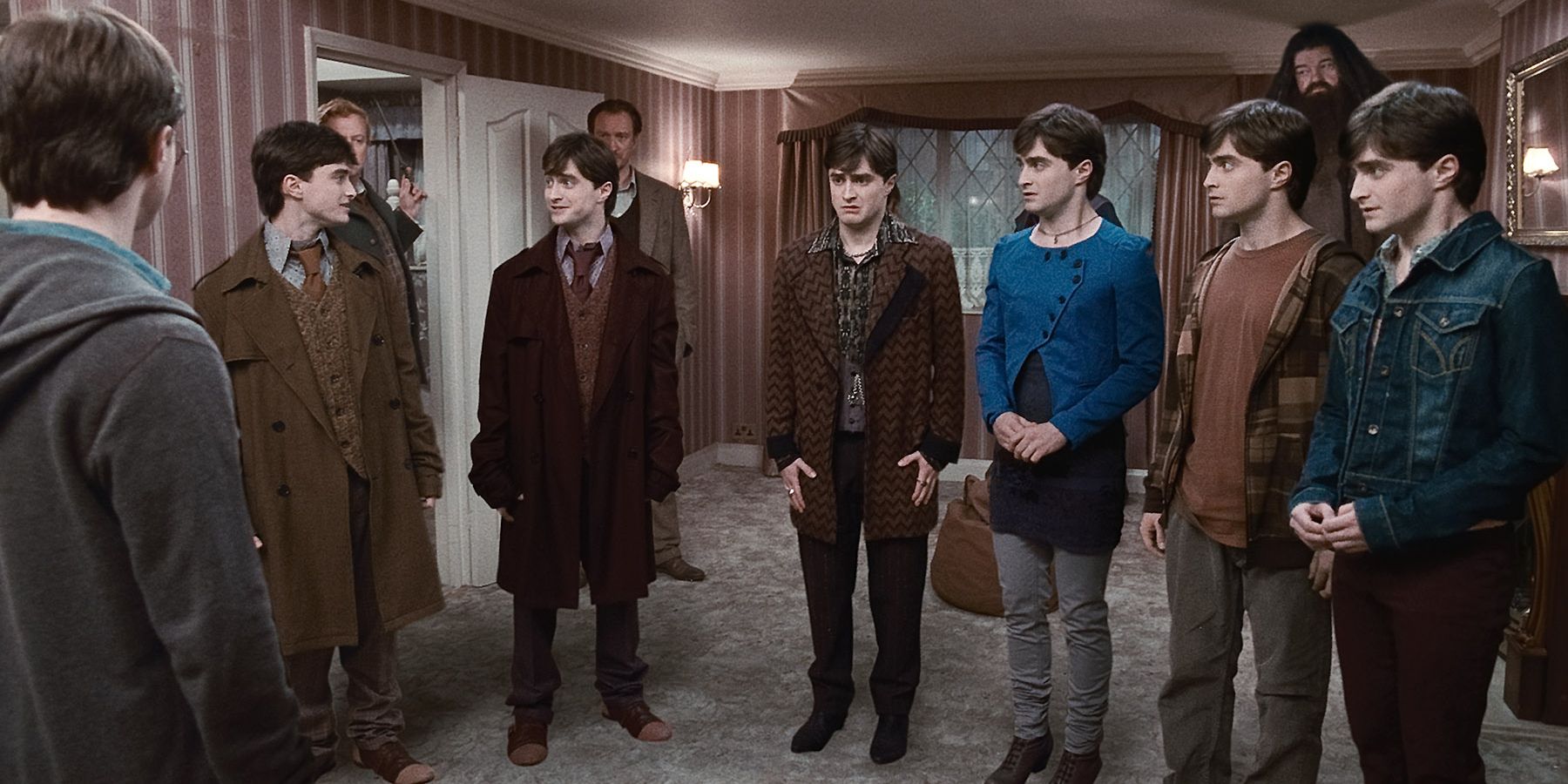 The seven Potters at Privet Drive in the Deathly Hallows