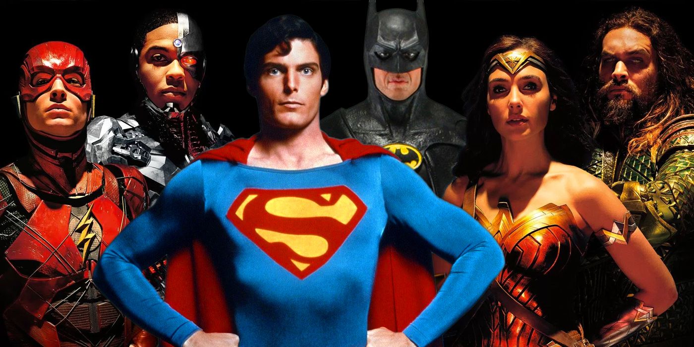 Justice League with Christopher Reeve as Superman and Michael Keaton as Batman