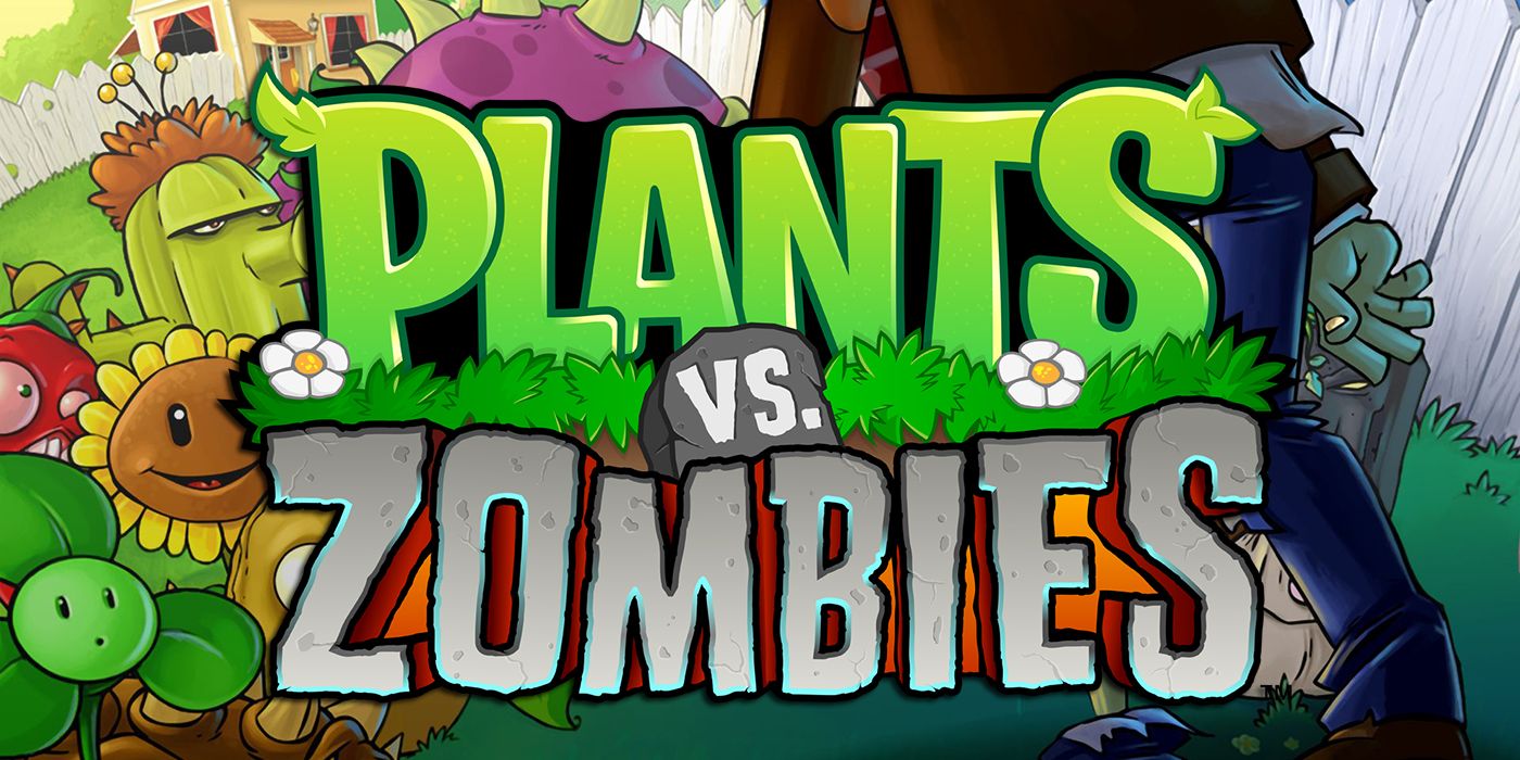 The logo for Plants vs Zombies with flowers and ghouls in between