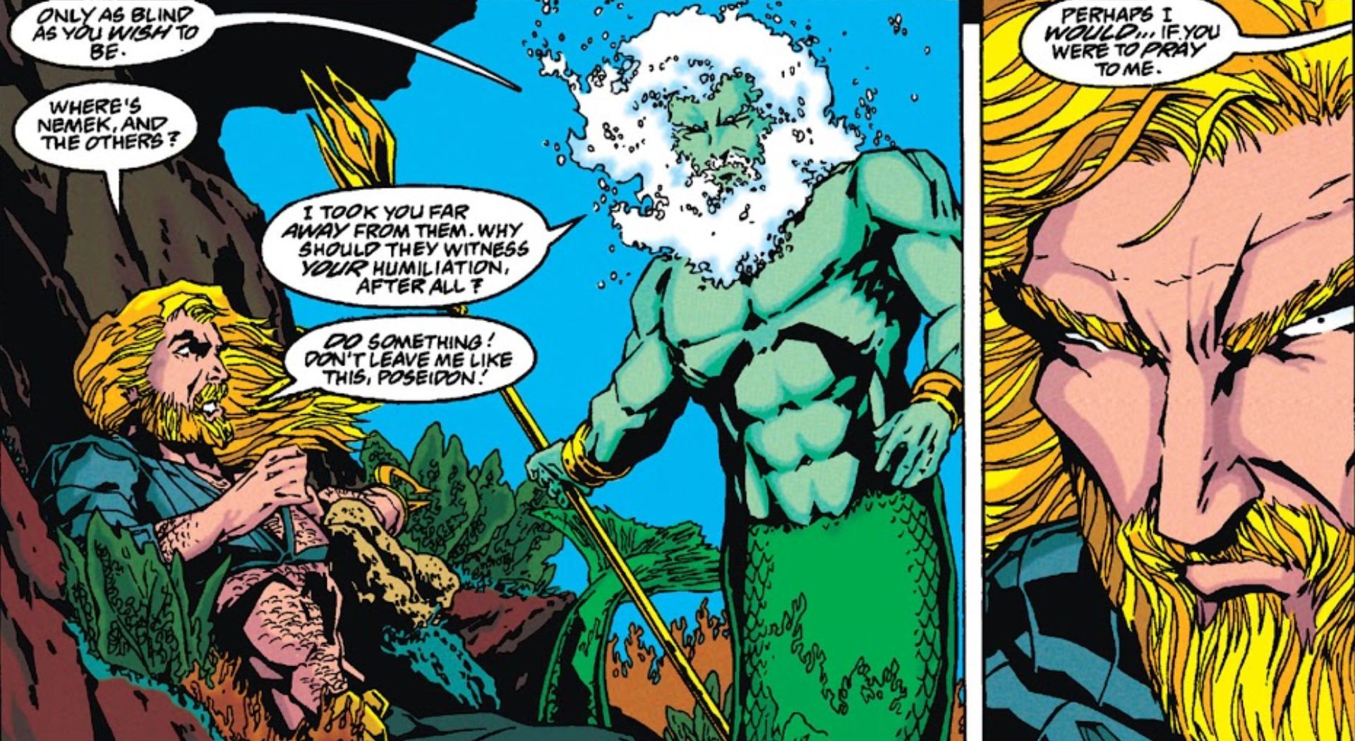 Poseidon Blinds Aquaman in Aquaman Volume 5 Issue 35