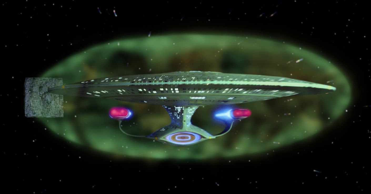 Star Trek The Next Generation Enterprise D Shields with Borg Cube
