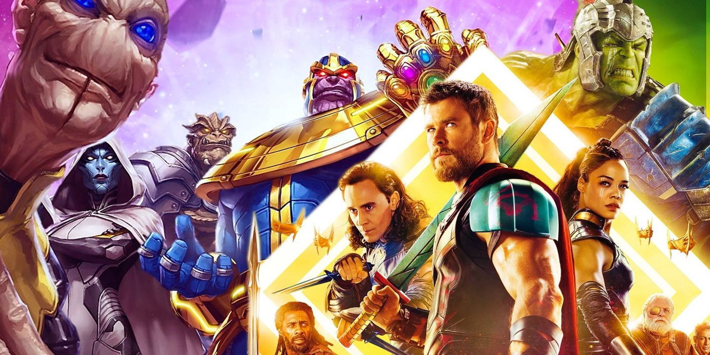 Thor Ragnarok and the Black Order and Thanos