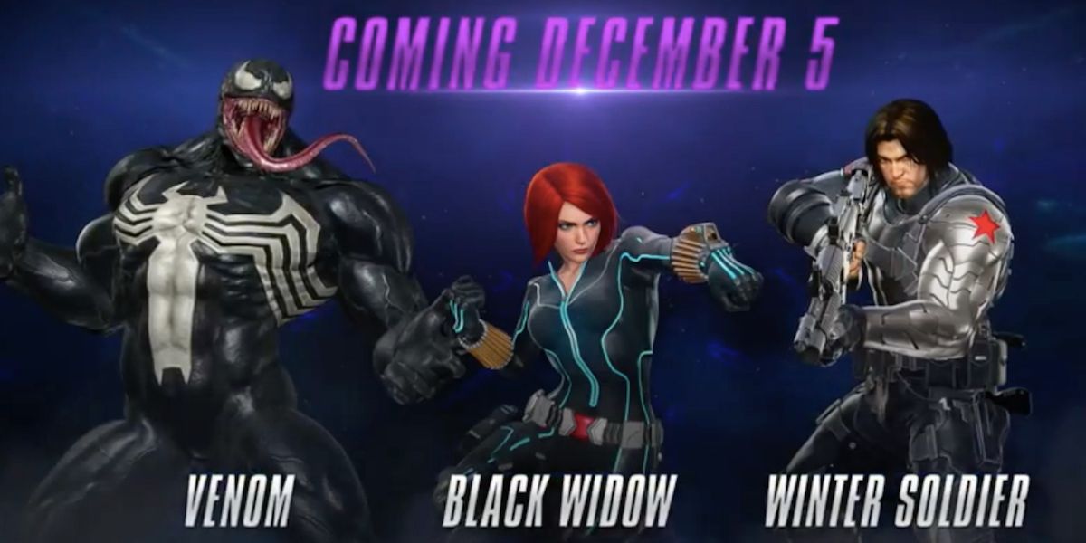 Venom, Black Widow, and Winter Soldier in Marvel Vs. Capcom Infinite
