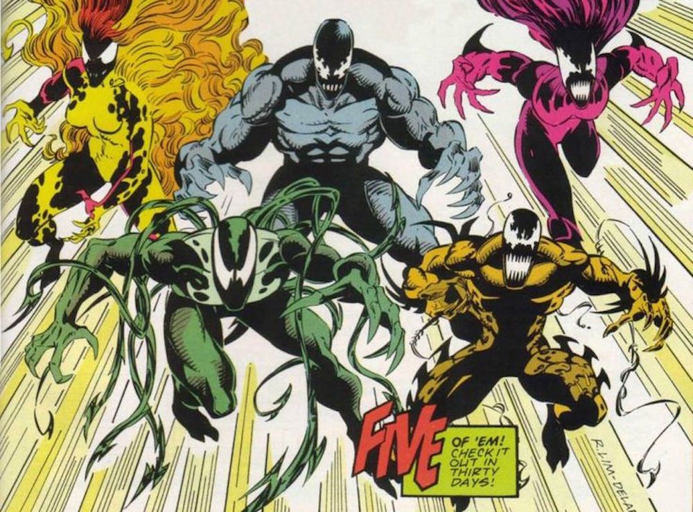 Venom villains Scream, Phage, Riot, Lasher and Agony