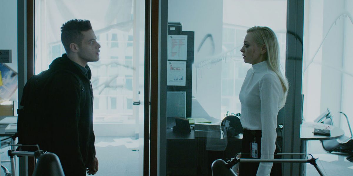 Rami Malek and Portia Doubleday as Elliot and Angela in Mr. Robot season 3