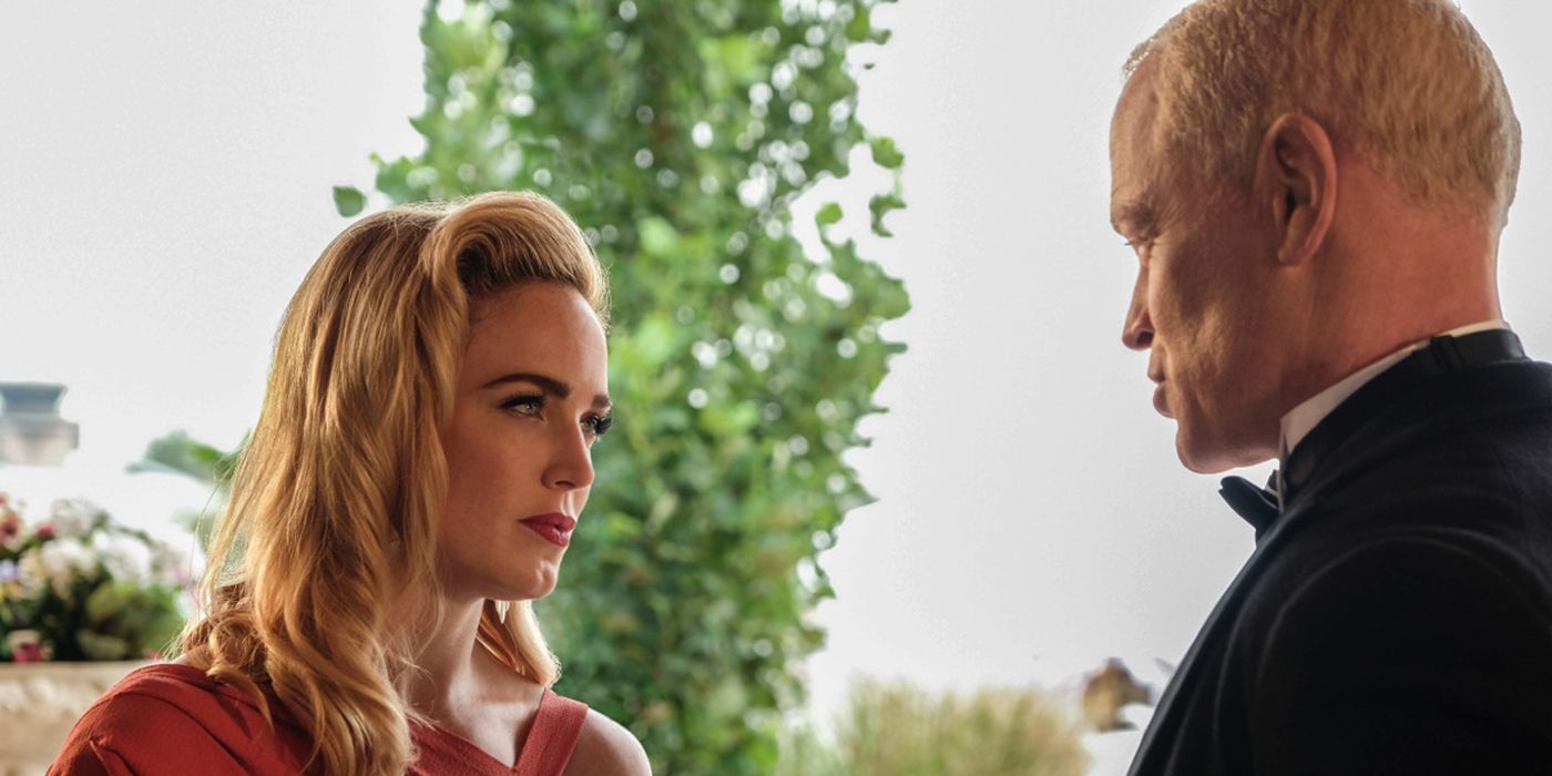 Sara Lance and Damien Darhk look at each other in Legends of Tomorrow