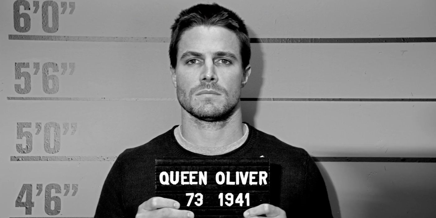 Oliver Queen's mugshot in Arrow
