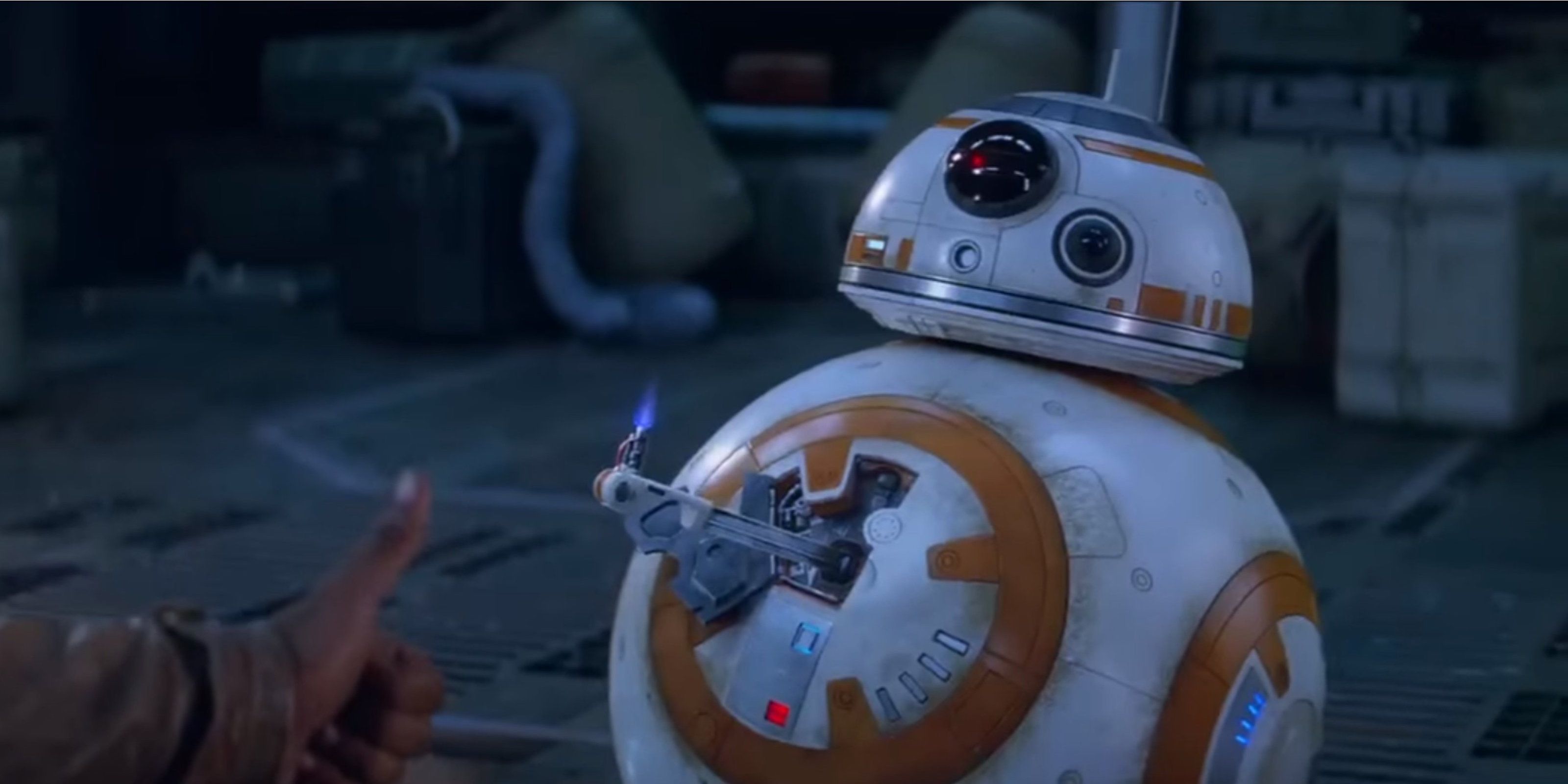 BB-8 Gives a thumbs up to Finn in The Force Awakens