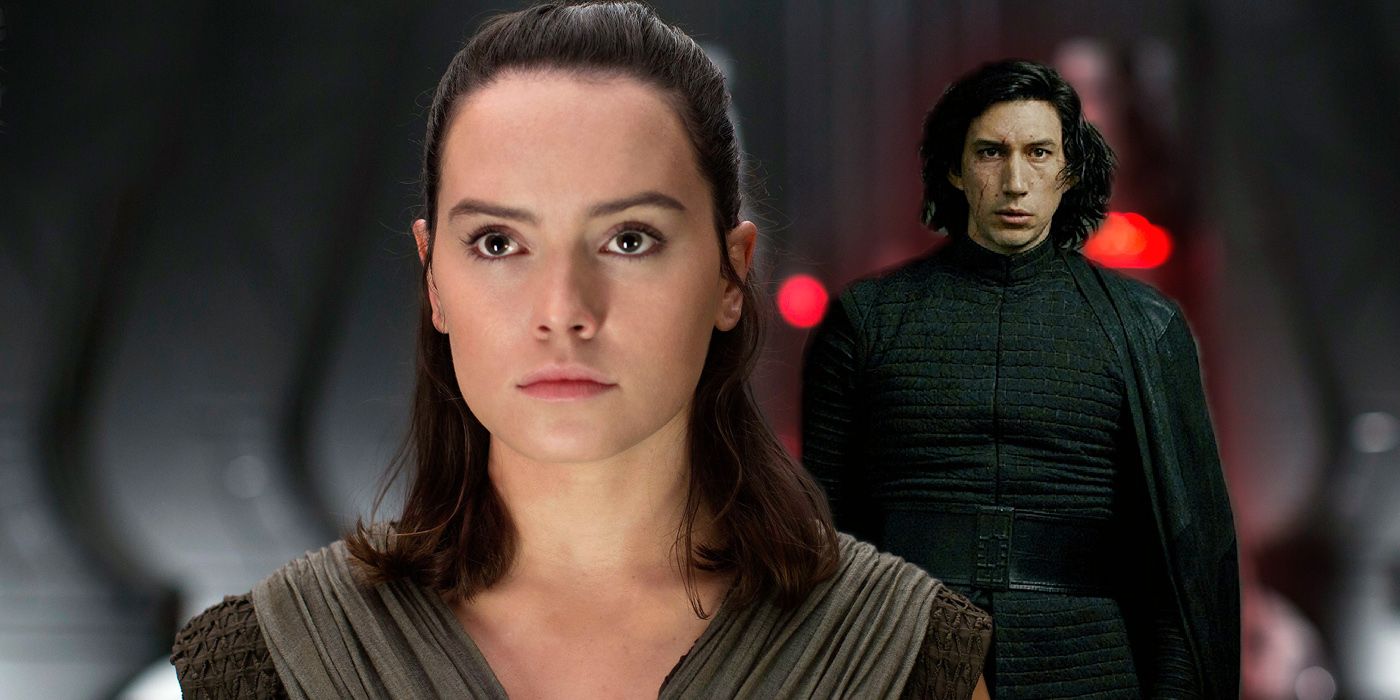 Daisy Ridley as Rey and Adam Driver as Kylo Ren in Star Wars The Last Jedi