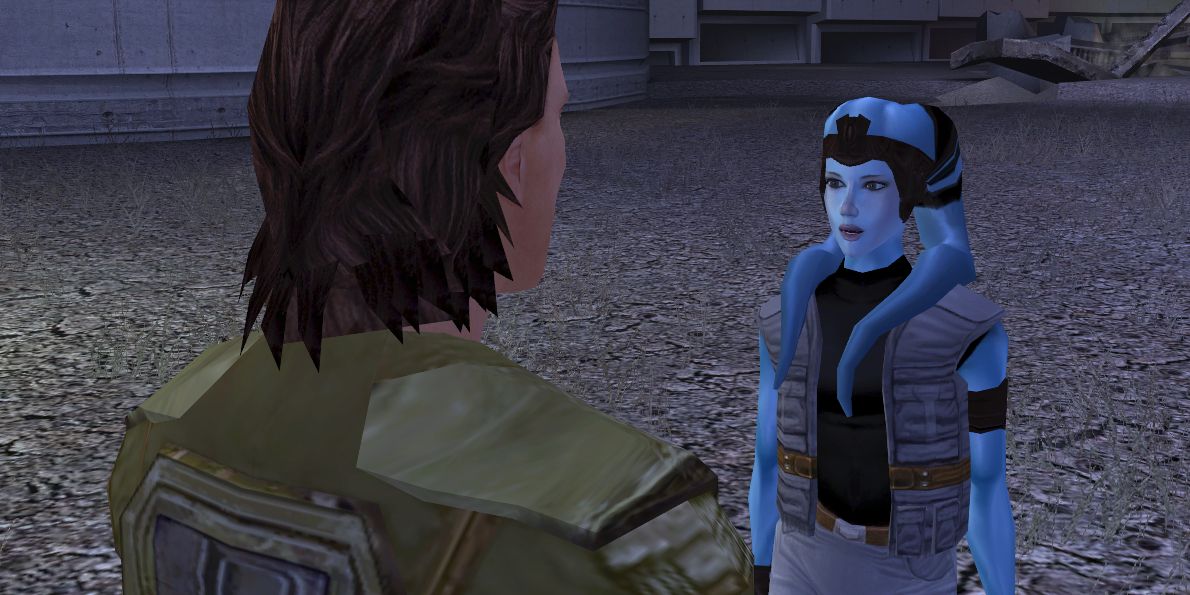 The player speaks with Mission Vao on Taris in Star Wars Knights Of The Old Republic
