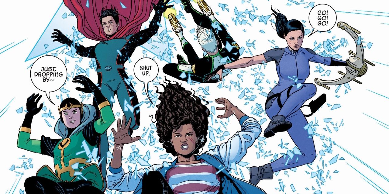 The Young Avengers drop into battle in Marvel Comics.