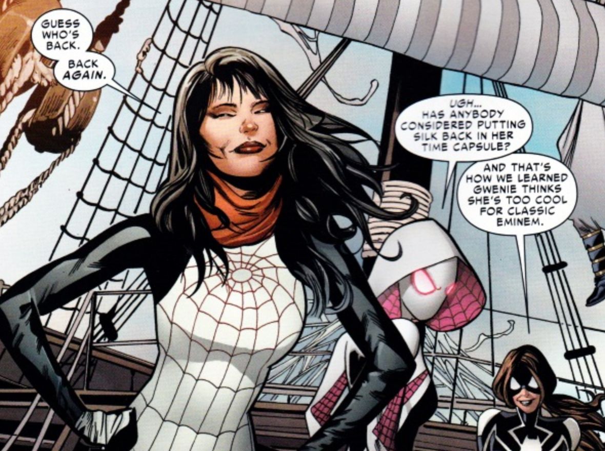 Spider-Gwen Dislikes Eminem in Spider-Woman Volume 5 Issue 4
