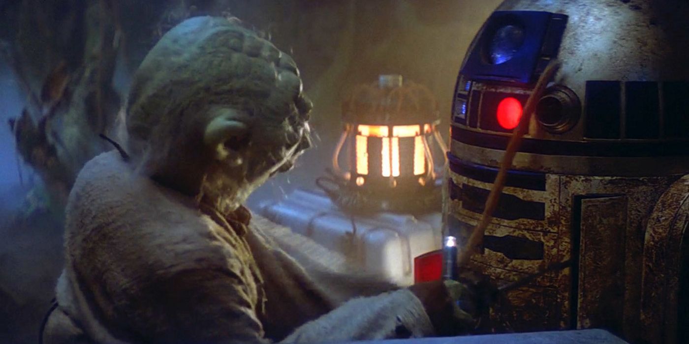 Yoda fights R2-D2 in The Empire Strikes Back