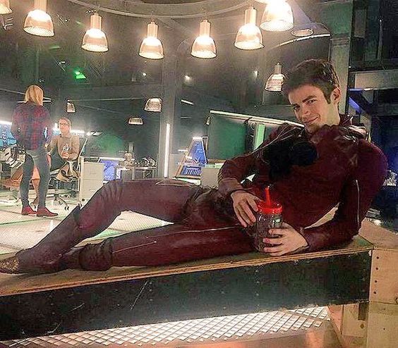 The Flash Grant Gustin In A Reclined Pose