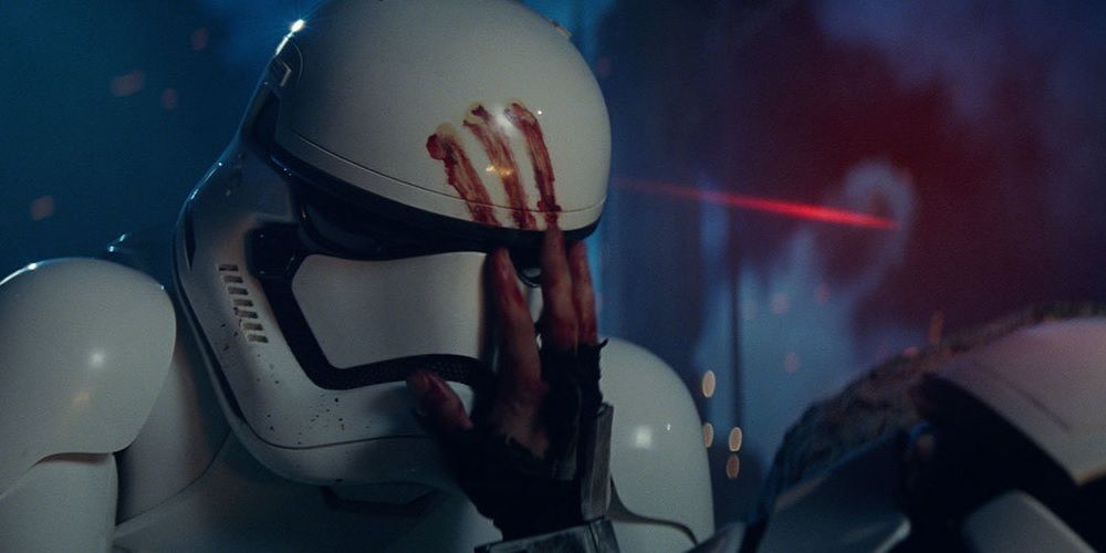 Finn receives a bloody handprint in Star Wars