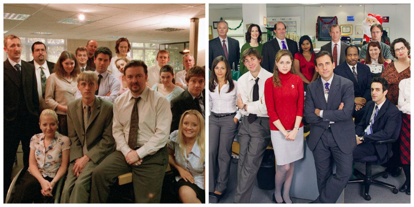 The Office UK vs The Office US Ricky Gervais Steve Carrell Rainn Wilson Rashida Jones