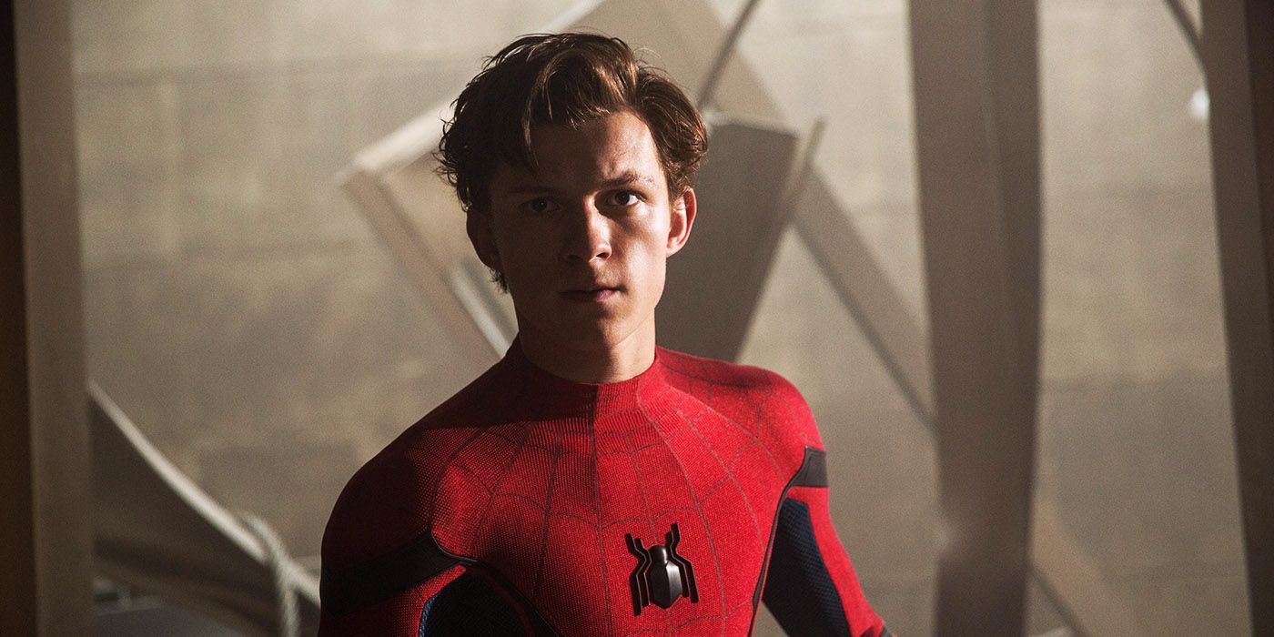 Tom Holland as Spider-Man in Spider-Man Homecoming