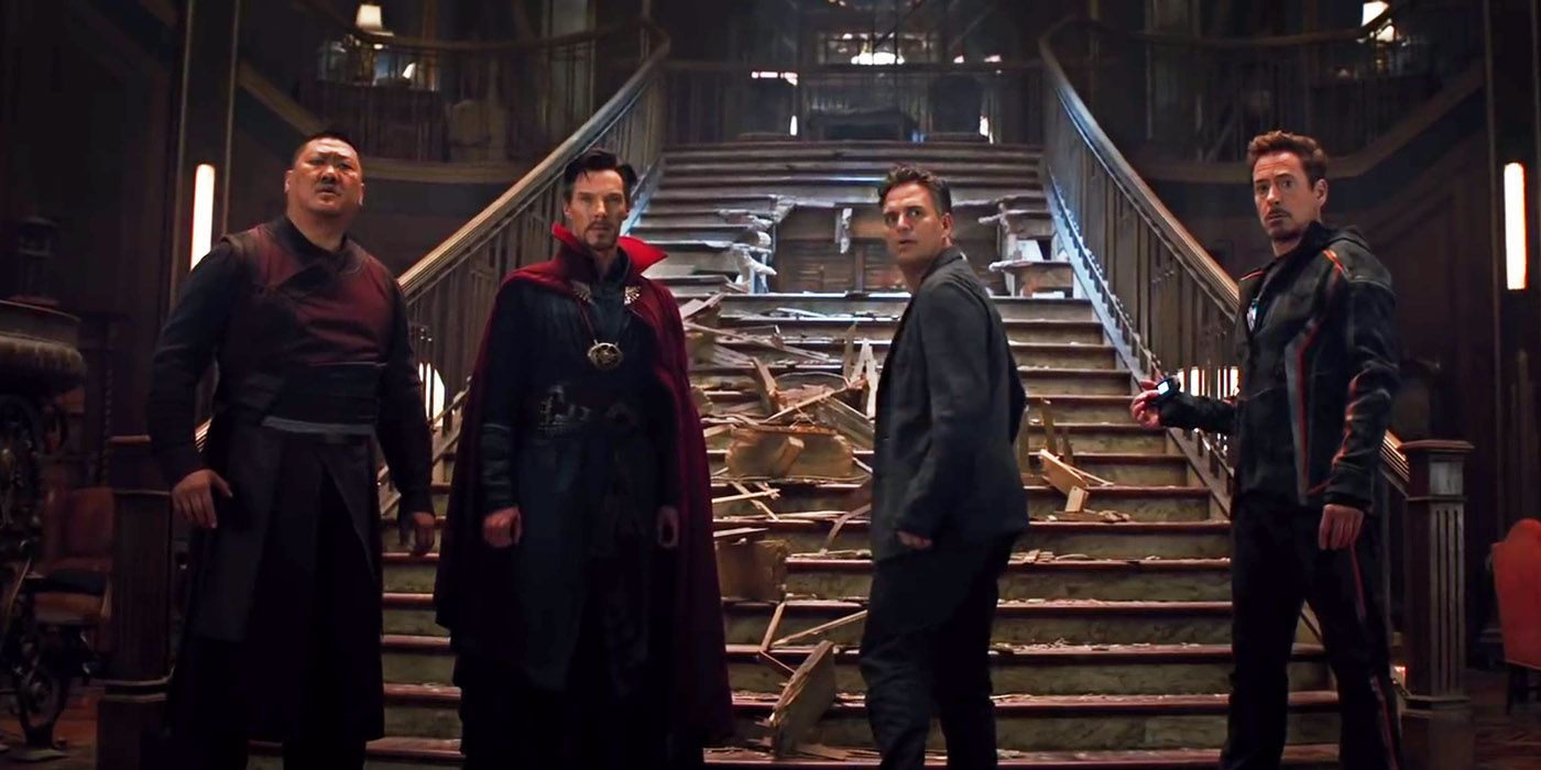 Tony Stark, Bruce Banner, Doctor Strange, and Wong in Avengers Infinity War