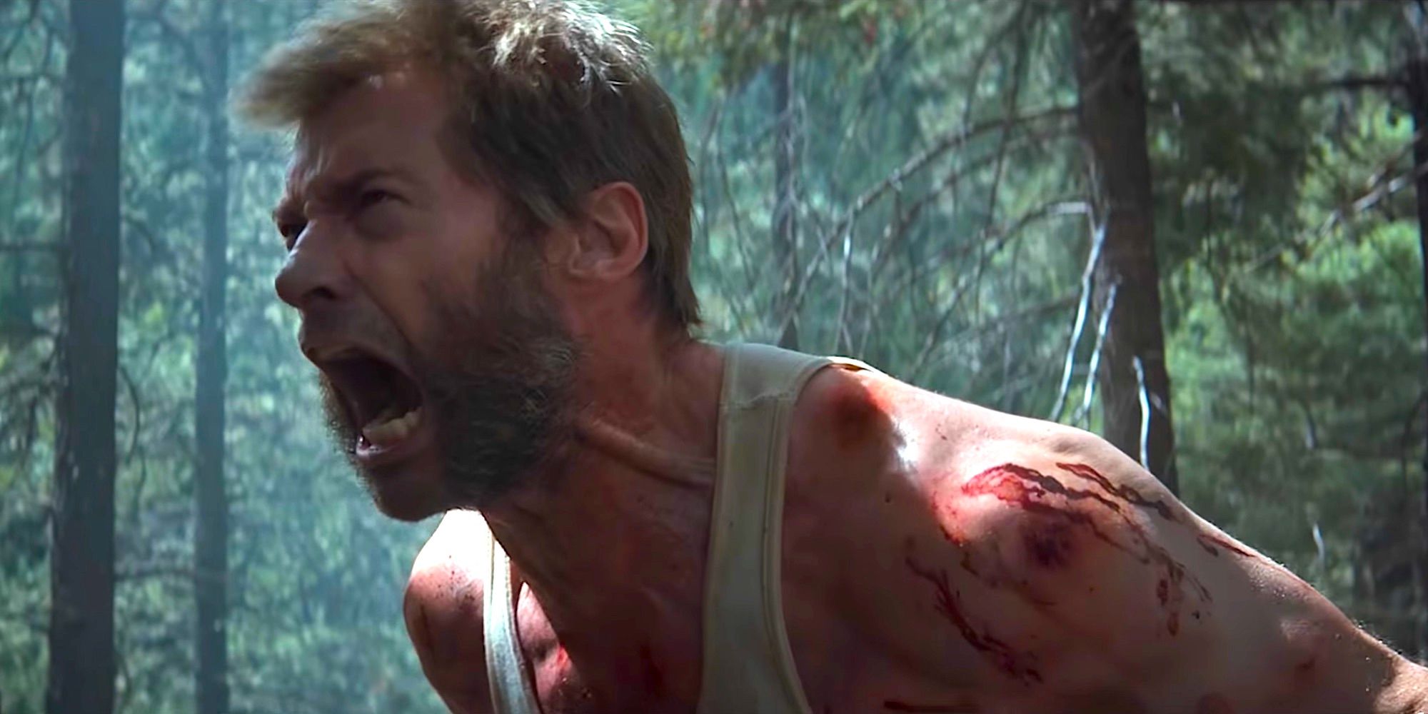 Wolverine screaming in the woods in Logan