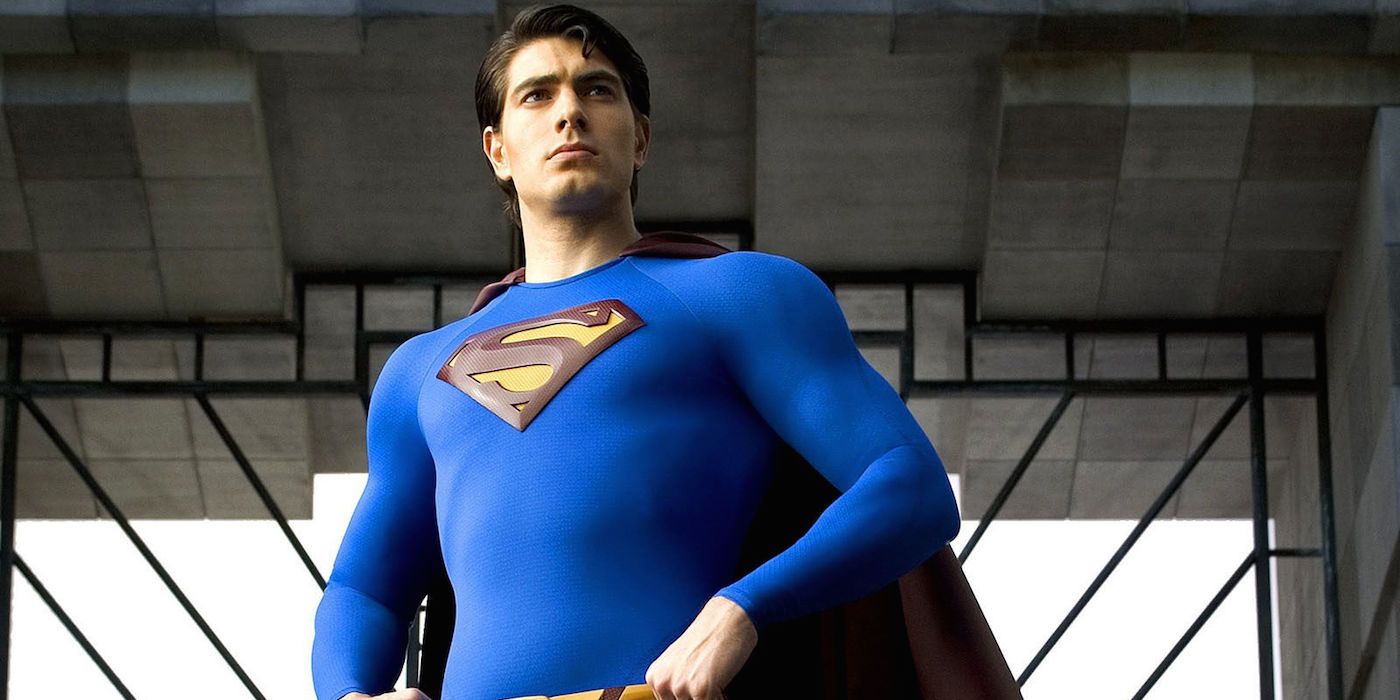 Brandon Routh striking a classic Superman pose in Superman Returns