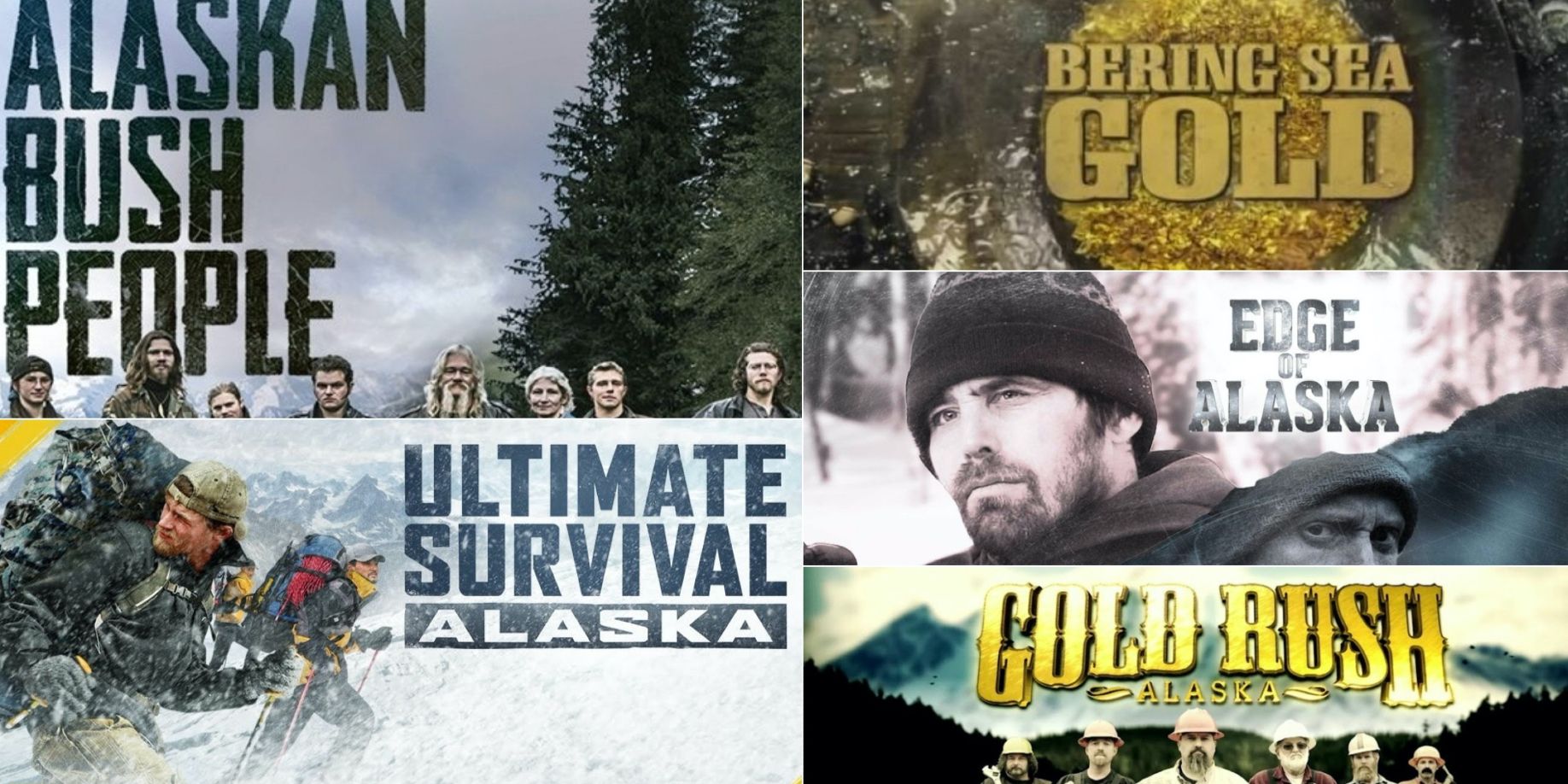 A collage of reality television shows filmed in Alaska.