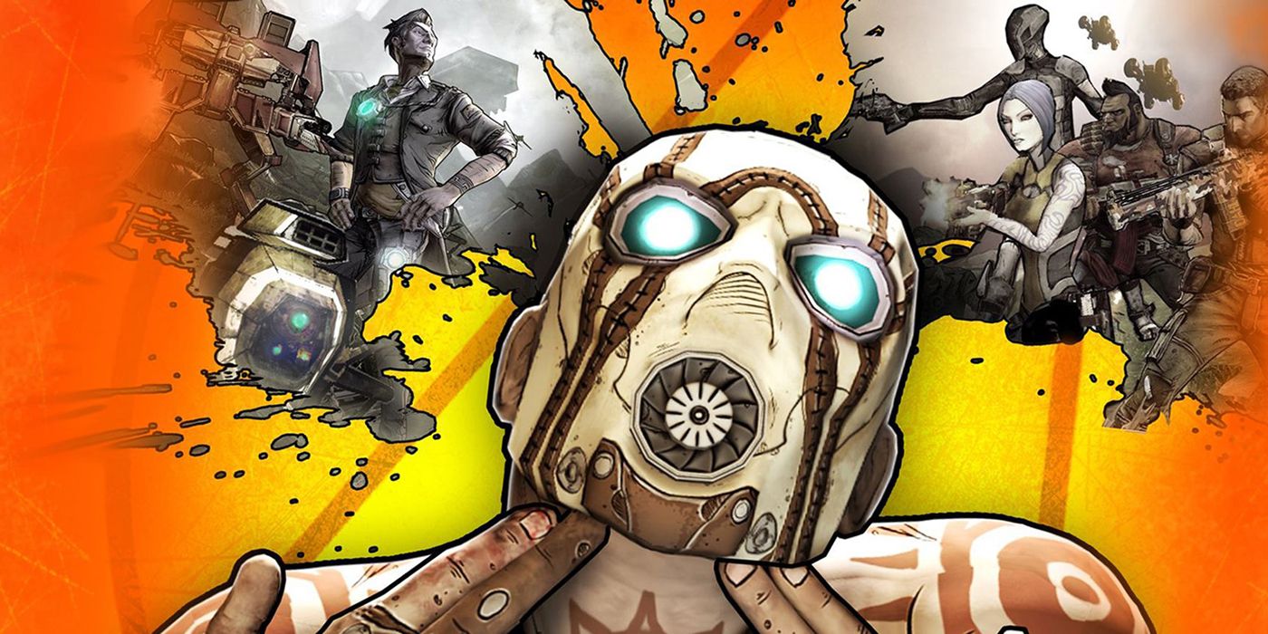 The cover art for Borderlands 2, featuring several of the game's characters.