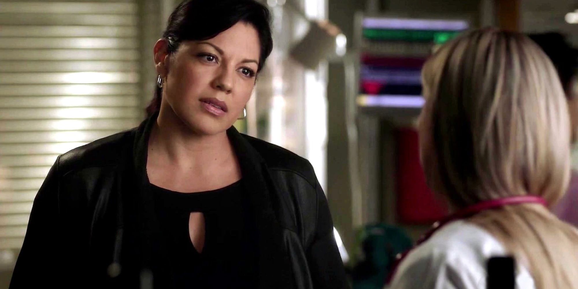 Callie looks angry at Arizona in Grey's Anatomy