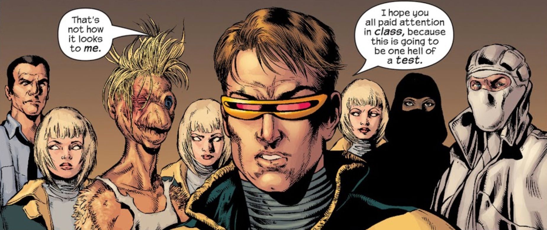 Cyclops Recruits the Stepford Cuckoos and other Students for a Mission