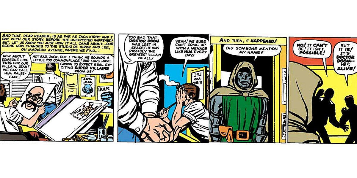 Doctor Doom meets Stan Lee Jack Kirby marvel bullpen offices comics