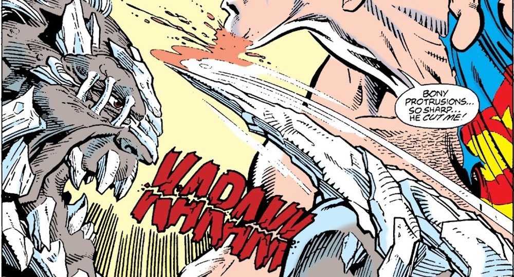 Doomsday punches Superman in The Death of Superman