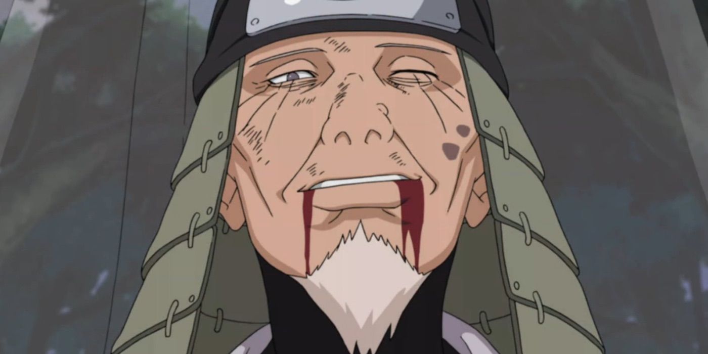 Hiruzen smiles and dies in Naruto