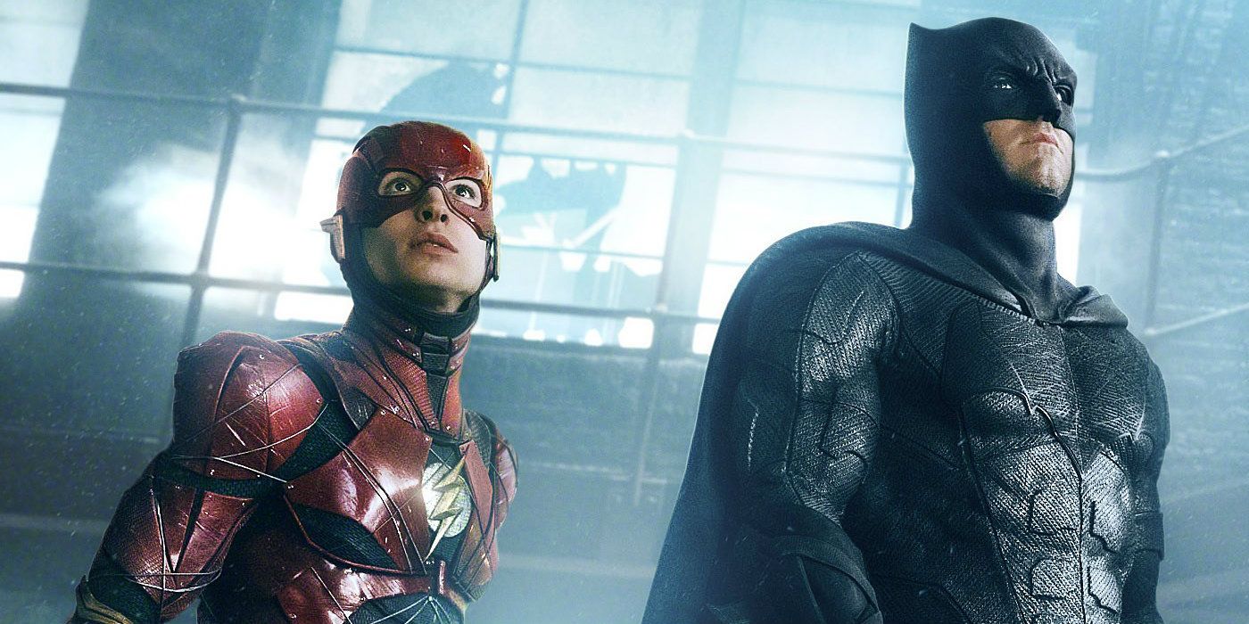 Ben Affleck as Batman and Ezra Miller as The Flash in Justice League.