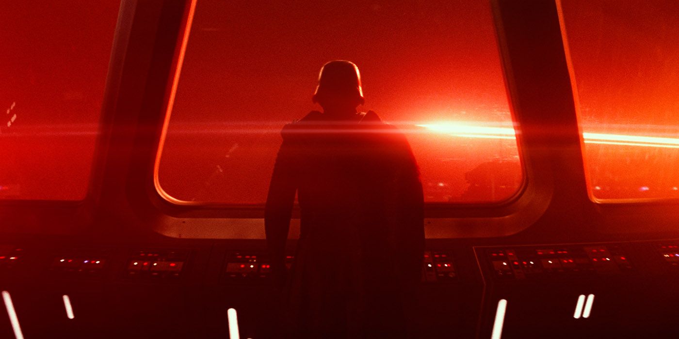 Kylo Ren watches the Starkiller fire in Star Wars The Force Awakens