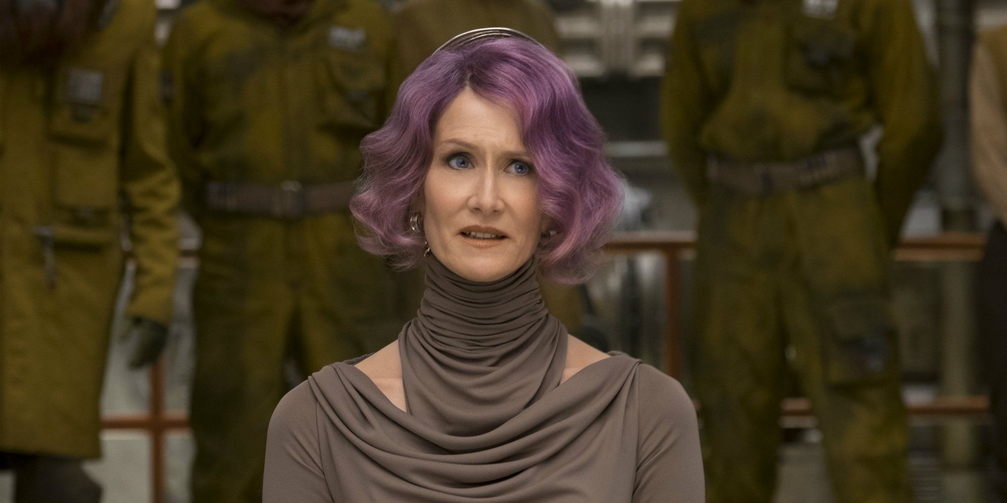 Laura Dern as Holdo addressing the Resistance in Star Wars The Last Jedi