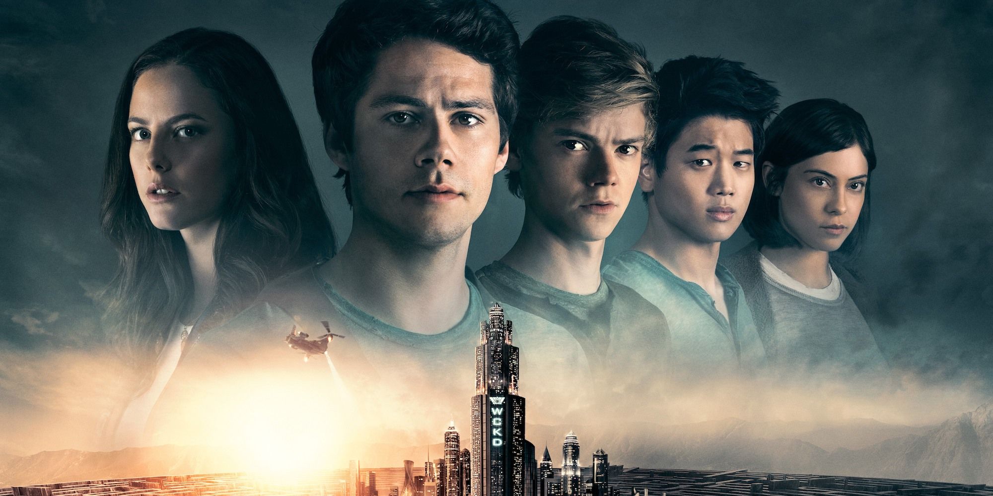 Teresa, Thomas, Newt, Minho, and Brenda in the Maze Runner: The Death Cure poster