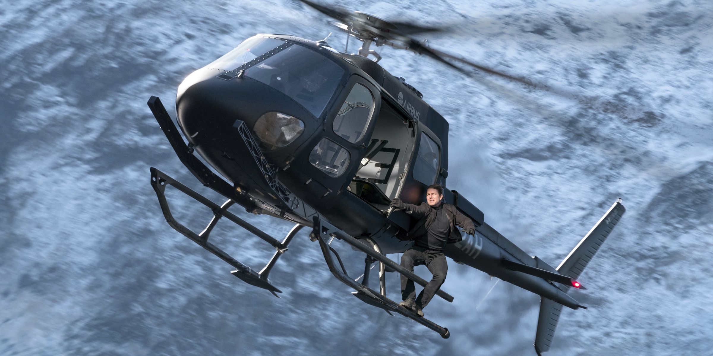 A helicopter in Mission Impossible Fallout